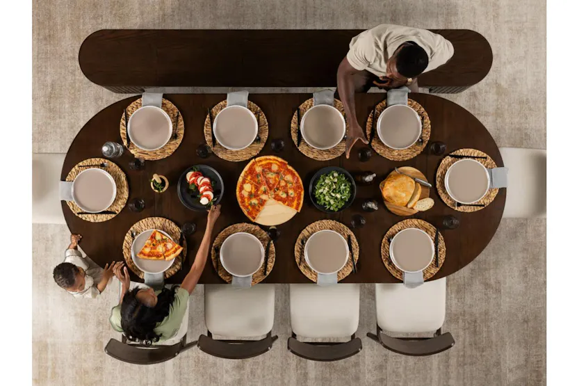 Transformer Round Bench | Dark Walnut | Including 3 Extension Panels Transformer Round Bench | Dark Walnut | Including 3 Extension Panels