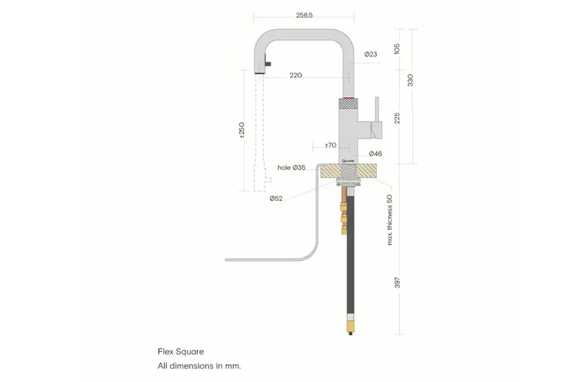Quooker Combi+ Flex Square Tap | Rose Copper | FXSRCO Quooker Combi+ Flex Square Tap | Rose Copper | FXSRCO