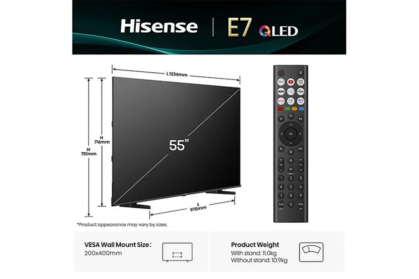 Hisense E7Q 55" 4K Ultra HD QLED Smart TV | 55E71Q Hisense E7Q 55" 4K Ultra HD QLED Smart TV | 55E71Q