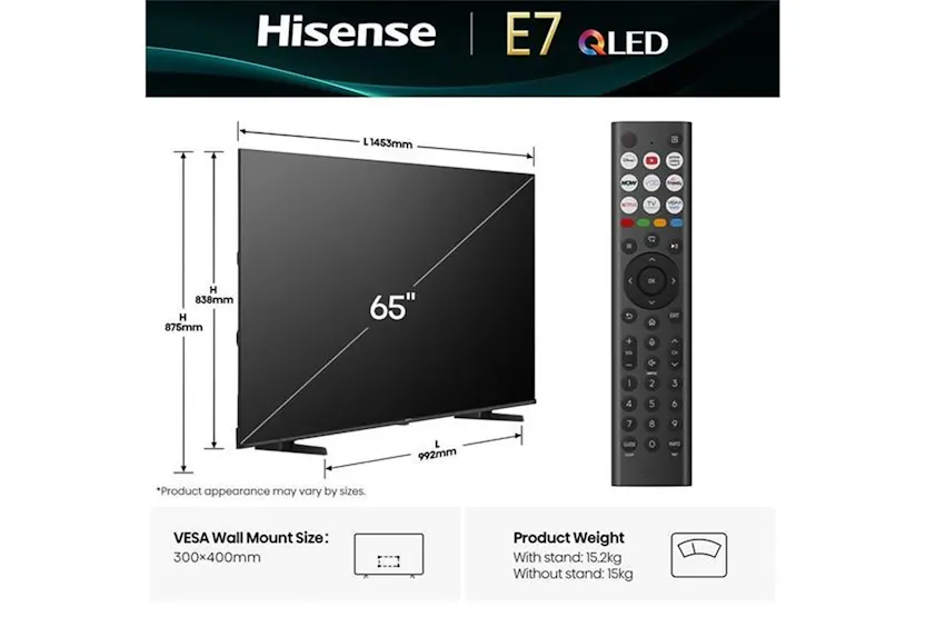 Hisense E7Q 65" 4K Ultra HD QLED Smart TV | 65E71Q Hisense E7Q 65" 4K Ultra HD QLED Smart TV | 65E71Q