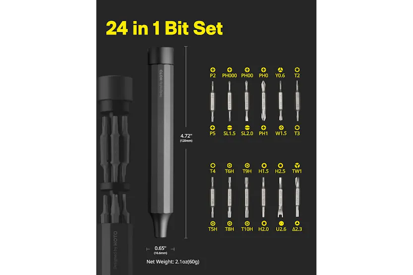 HOTO 24-IN-1 PRECISION SCREWDRIVER|QWLSD004|GRAY HOTO 24-IN-1 PRECISION SCREWDRIVER|QWLSD004|GRAY