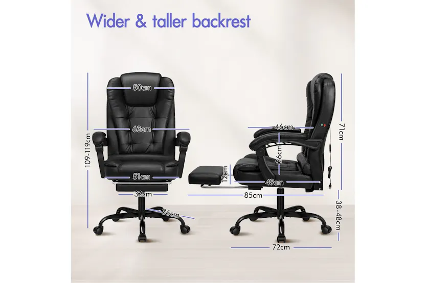 Elfordson 2-Point Massage Office Chair with Footrest | Black Elfordson 2-Point Massage Office Chair with Footrest | Black