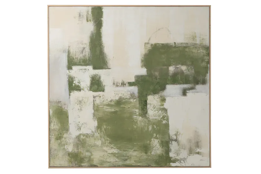 Abstract Pinewood Khawhi Framed Print Canvas | Green/White | 120 x 120 cm Abstract Pinewood Khawhi Framed Print Canvas | Green/White | 120 x 120 cm