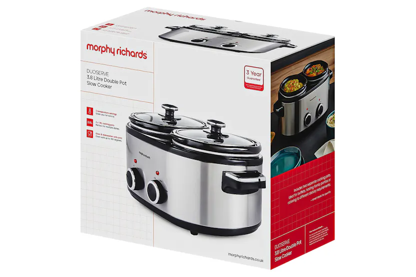 Morphy Richards DuoServe 3.8L Double Pot Slow Cooker | 462000 | Brushed Stainless Steel Morphy Richards DuoServe 3.8L Double Pot Slow Cooker | 462000 | Brushed Stainless Steel