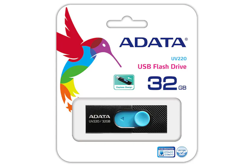 ADATA UV220 USB Flash Drive | 32GB | Black/Blue ADATA UV220 USB Flash Drive | 32GB | Black/Blue