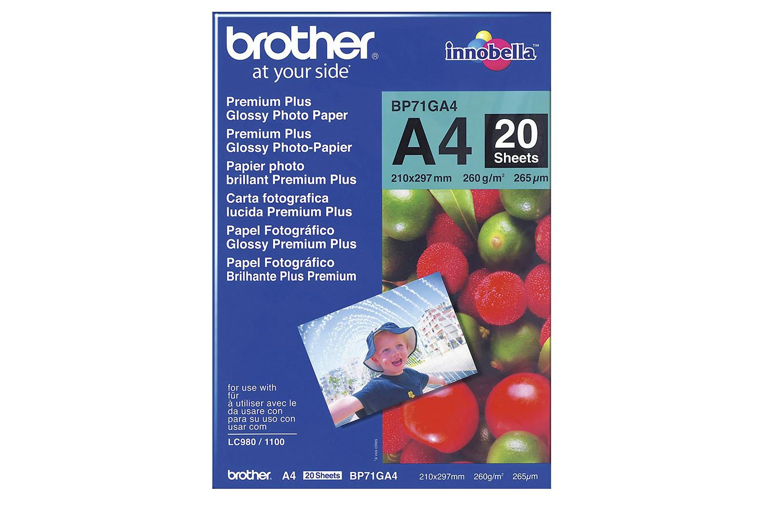 Brother BP71GA4 Innobella Premium Plus Glossy A4 Photo Paper | 20 Sheets