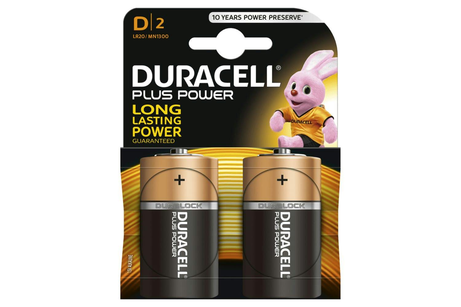 Duracell Plus Power D Alkaline Battery | 2 Pack