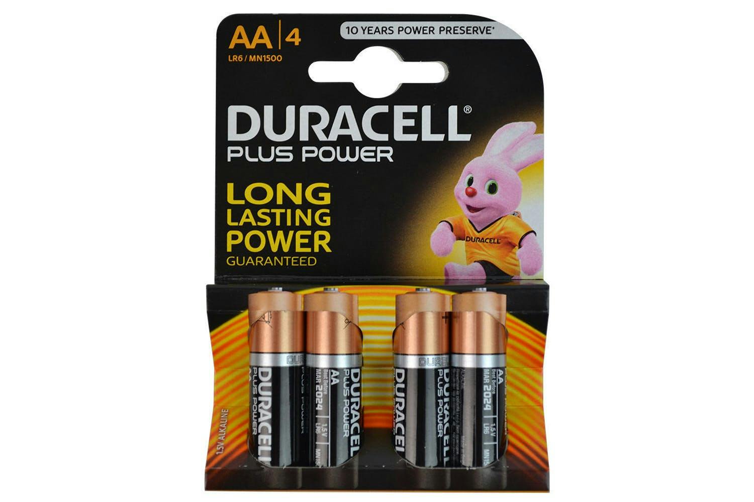 Duracell Plus Power Alkaline AA Battery | 4 Pack