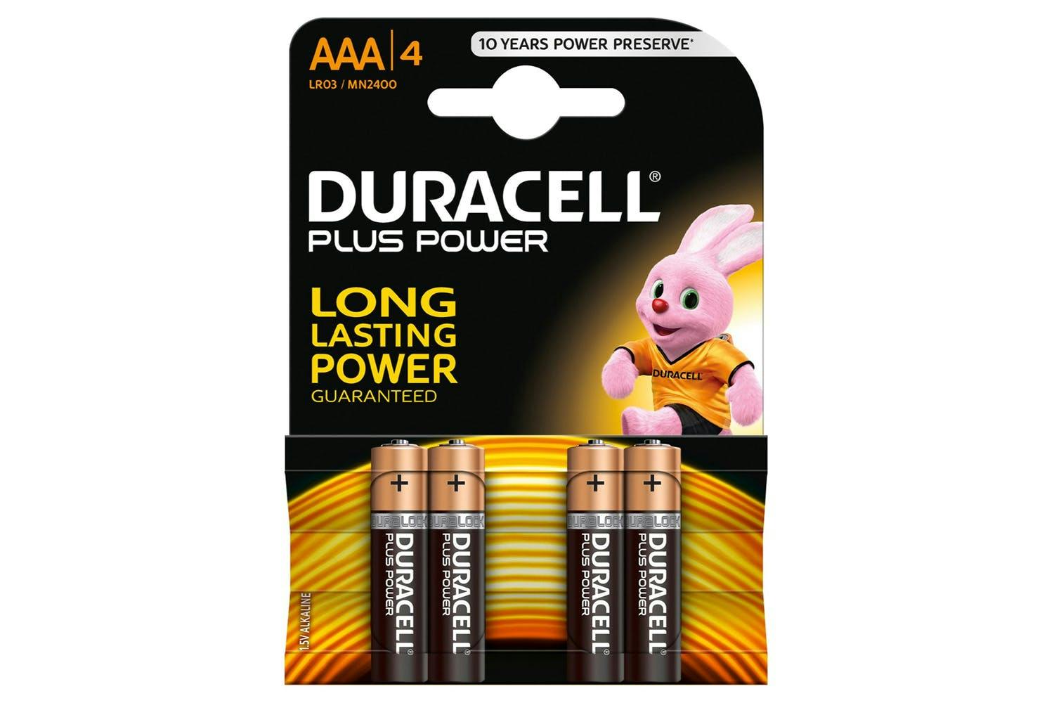 Duracell Plus Power AAA Alkaline Battery | 4 Pack