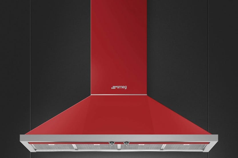 Smeg 120cm Portofino Chimney Cooker Hood | KPF12RD | Red Smeg 120cm Portofino Chimney Cooker Hood | KPF12RD | Red