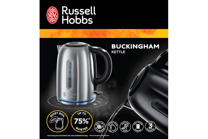 Russell Hobbs 1.7L Buckingham Quiet Boil Kettle | 20460 | Stainless Steel Russell Hobbs 1.7L Buckingham Quiet Boil Kettle | 20460 | Stainless Steel