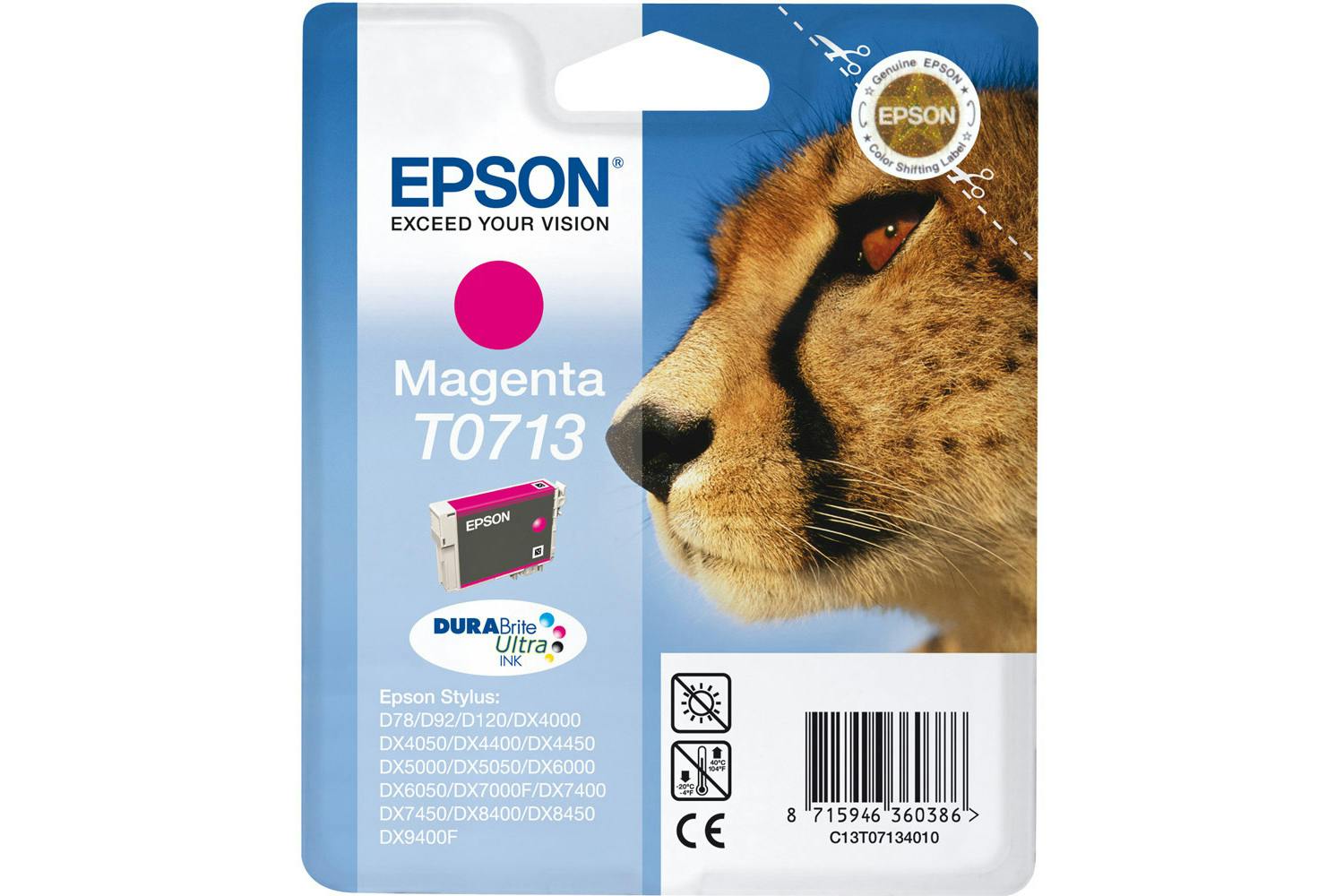 Epson T0713 Cheetah Durabrite Ultra Ink Cartridge | Magenta