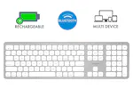 Macally Ultra Slim Bluetooth Wireless Keyboard | Brushed Stainless Steel Macally Ultra Slim Bluetooth Wireless Keyboard | Brushed Stainless Steel