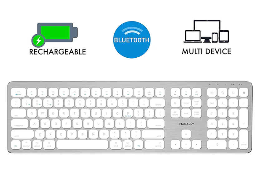 Macally Ultra Slim Bluetooth Wireless Keyboard | Brushed Stainless Steel Macally Ultra Slim Bluetooth Wireless Keyboard | Brushed Stainless Steel