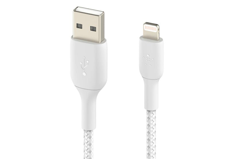 Belkin Boost Charge Braided Lightning to USB-A Cable | 1m | White Belkin Boost Charge Braided Lightning to USB-A Cable | 1m | White
