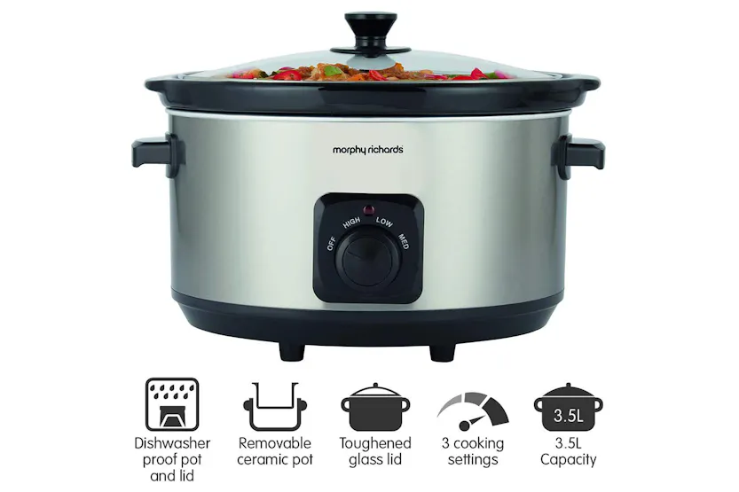 Morphy Richards 6.5L Ceramic Slow Cooker | 461013 | Brushed Stainless Steel Morphy Richards 6.5L Ceramic Slow Cooker | 461013 | Brushed Stainless Steel