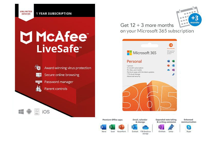 McAfee LiveSafe Internet Security | Microsoft 365 Personal | Bundle