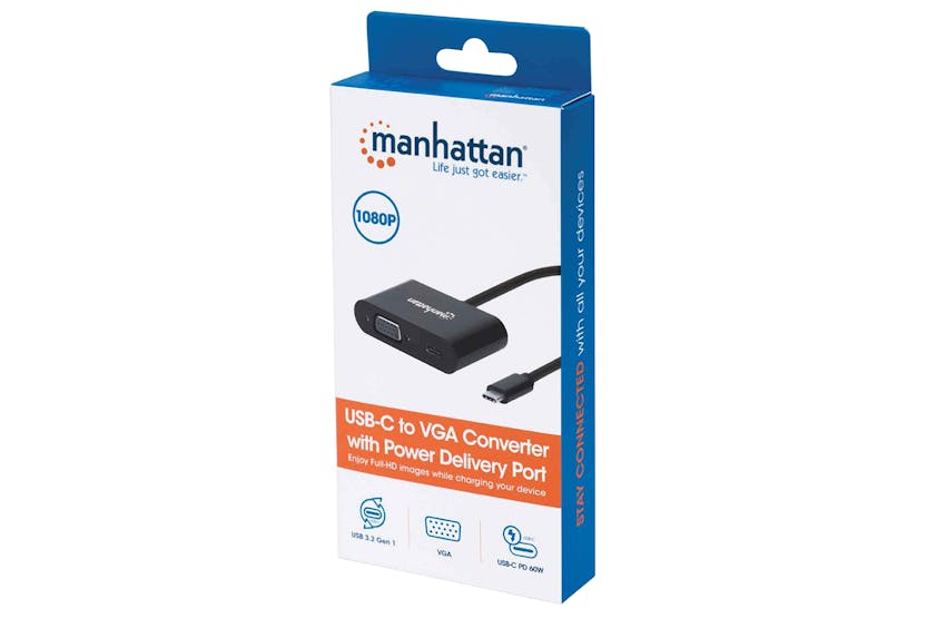 Manhattan USB-C to VGA Converter with Power Delivery Port