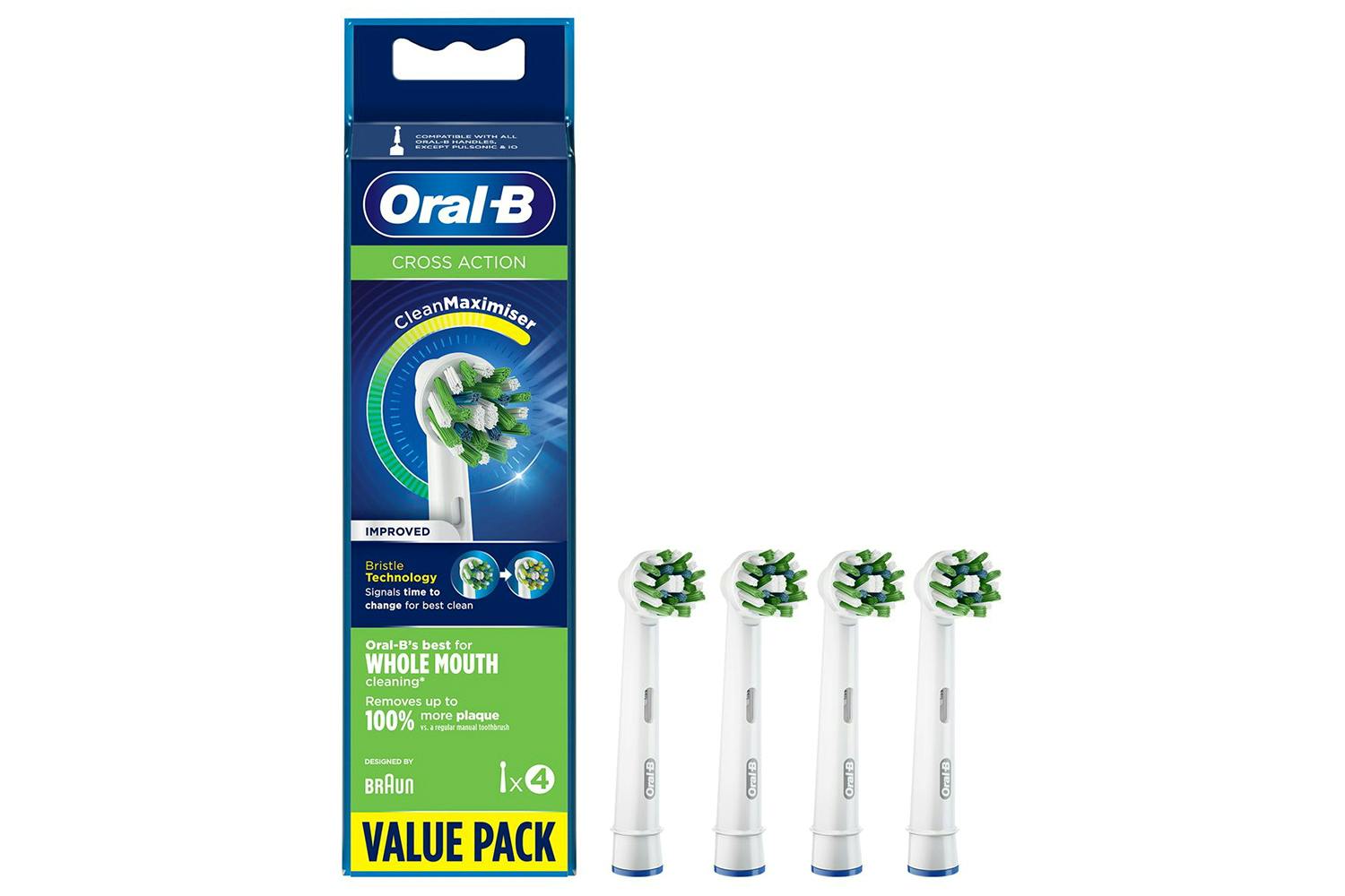 Oral-B CrossAction Replacement Toothbrush Heads | 4 Pack | OB4210201316848