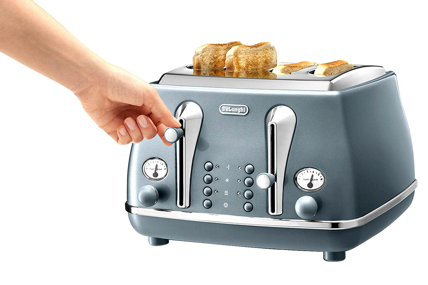 DeLonghi Icona Metallics 4 Slice Toaster | CTOT4003.AZ | Azure