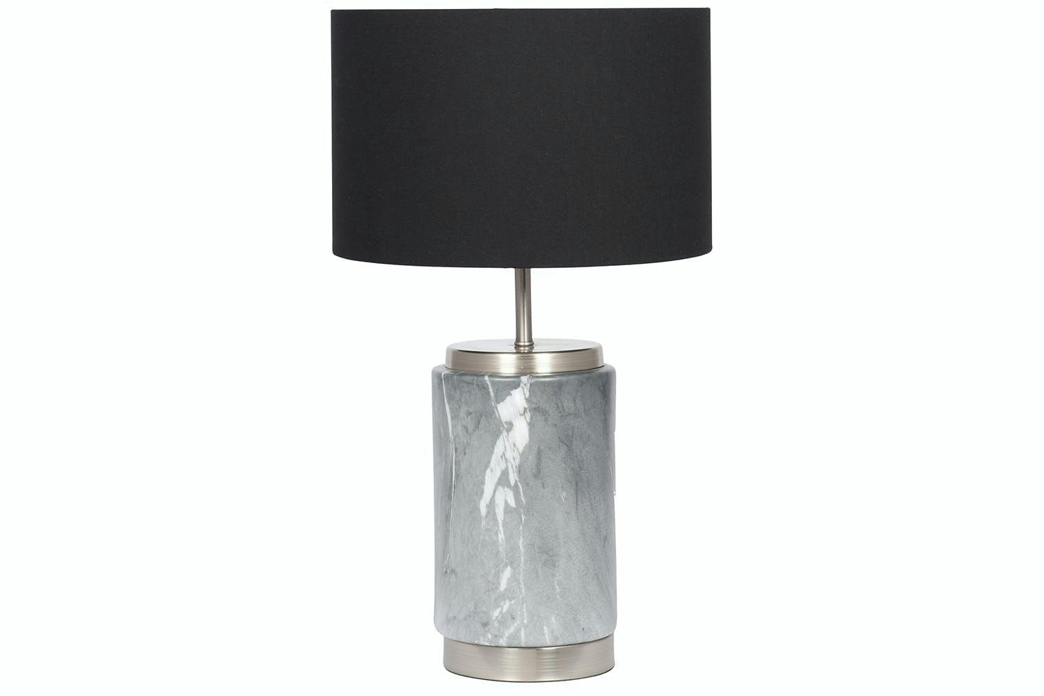 Ezri Table Lamp | Grey With Silver Trim