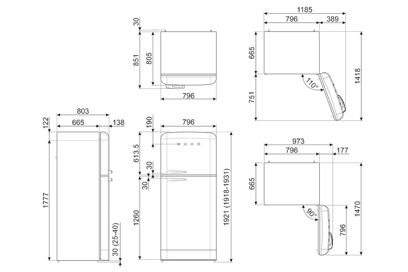 Smeg 50's Style Freestanding Fridge Freezer | FAB50RBL5 | Black Smeg 50's Style Freestanding Fridge Freezer | FAB50RBL5 | Black