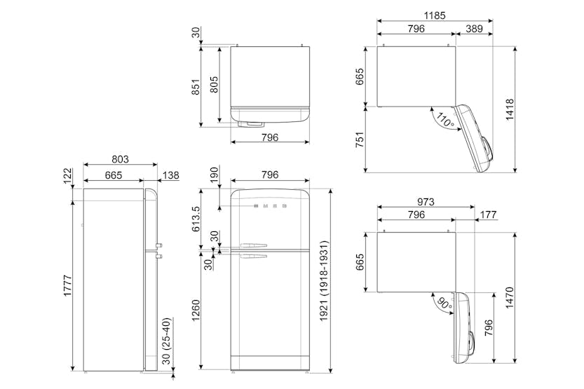 Smeg 50's Style Freestanding Fridge Freezer | FAB50RPG5 | Pastel Green Smeg 50's Style Freestanding Fridge Freezer | FAB50RPG5 | Pastel Green
