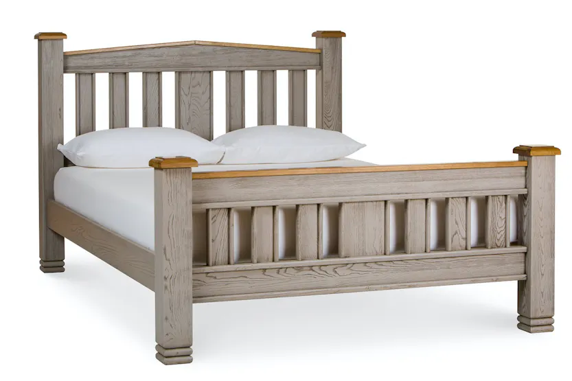 Lancaster Bed Frame | Double | 4ft6 | Aged Grey/Oak Lancaster Bed Frame | Double | 4ft6 | Aged Grey/Oak