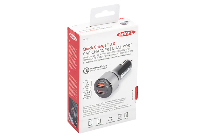Ednet 3.0 Dual Port Quick Car Charger Ednet 3.0 Dual Port Quick Car Charger