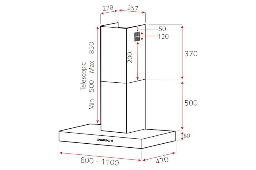 Luxair 90cm Flat Slimline Cooker Hood | LA-90-FLT-BLK Luxair 90cm Flat Slimline Cooker Hood | LA-90-FLT-BLK