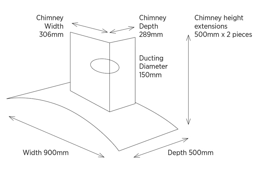 Belling 90cm Curved Glass Chimney Hood | CHIM904GBLK
