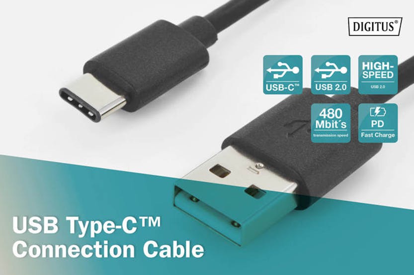 Digitus USB Type-C to Type-A Connection Cable | 1.8m Digitus USB Type-C to Type-A Connection Cable | 1.8m