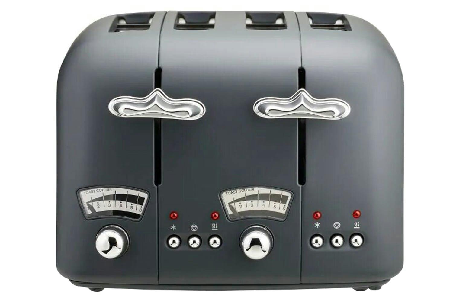 DeLonghi Argento Silva 4 Slice Toaster | CT04.GY | Tactile Grey