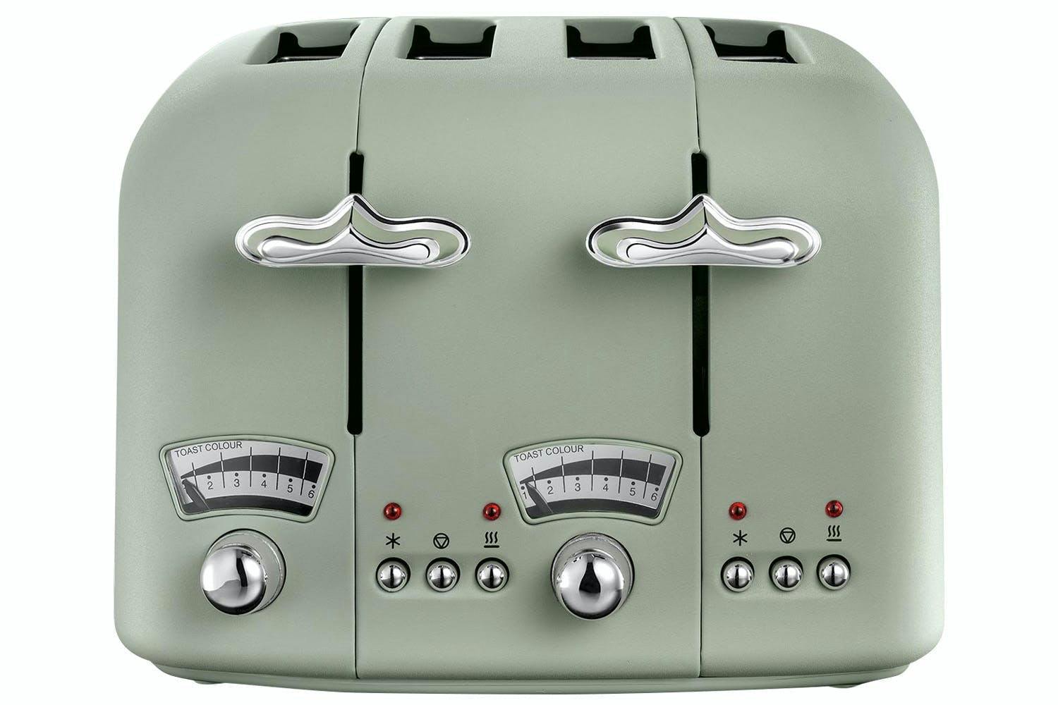 Delonghi Argento Flora 4 Slice Toaster | CT04GR | Green