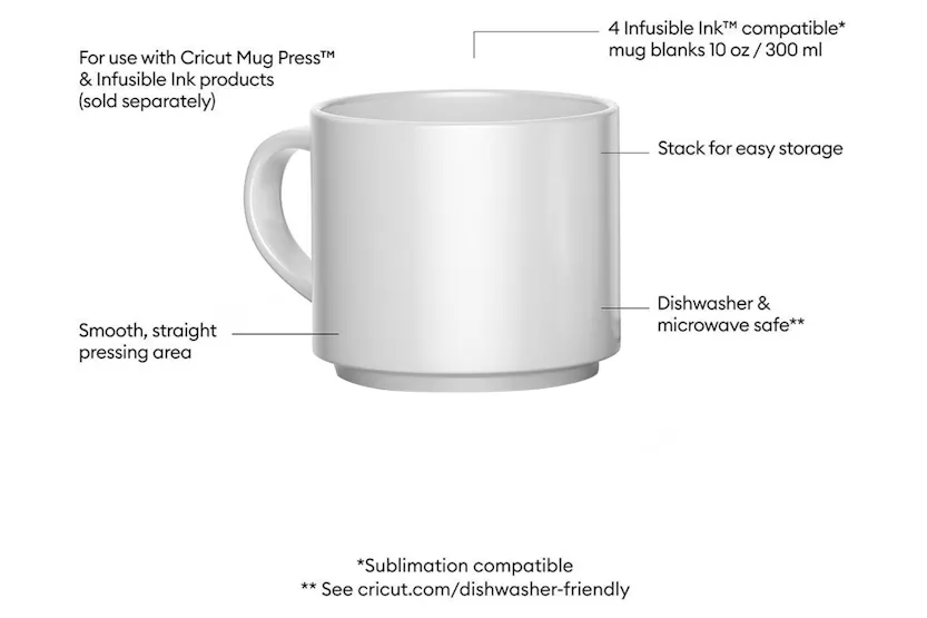 Cricut Stackable Ceramic Mug Blank | White | 4 Piece of Pack Cricut Stackable Ceramic Mug Blank | White | 4 Piece of Pack