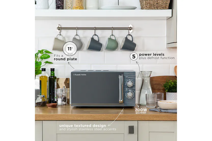 Russell Hobbs Inspire 17L 700W Freestanding Microwave | Grey Russell Hobbs Inspire 17L 700W Freestanding Microwave | Grey