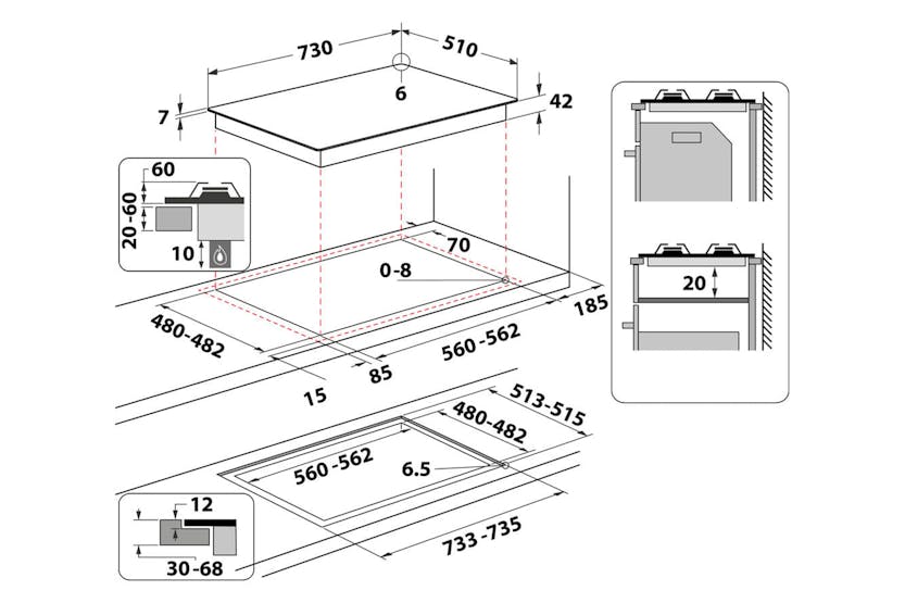 Indesit 73cm Gas Hob | ING72T/BK Indesit 73cm Gas Hob | ING72T/BK