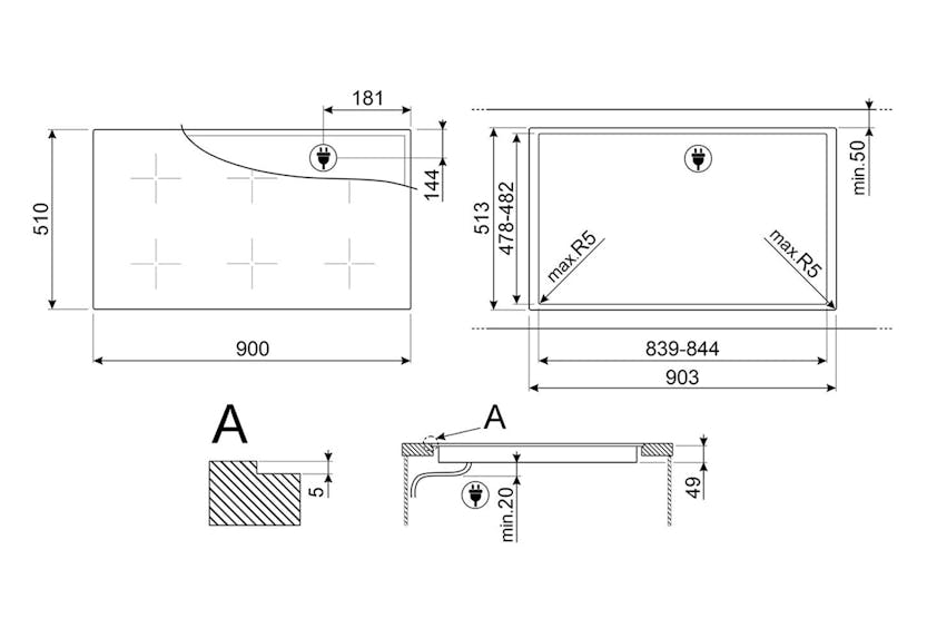 Smeg 90cm Built-in Induction Hob | SI2951D | Black Smeg 90cm Built-in Induction Hob | SI2951D | Black