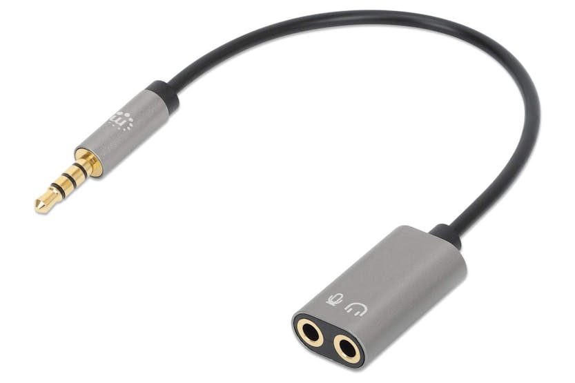Manhattan Stereo Audio Aux Y-Splitter with Adapter Cable | Black Manhattan Stereo Audio Aux Y-Splitter with Adapter Cable | Black