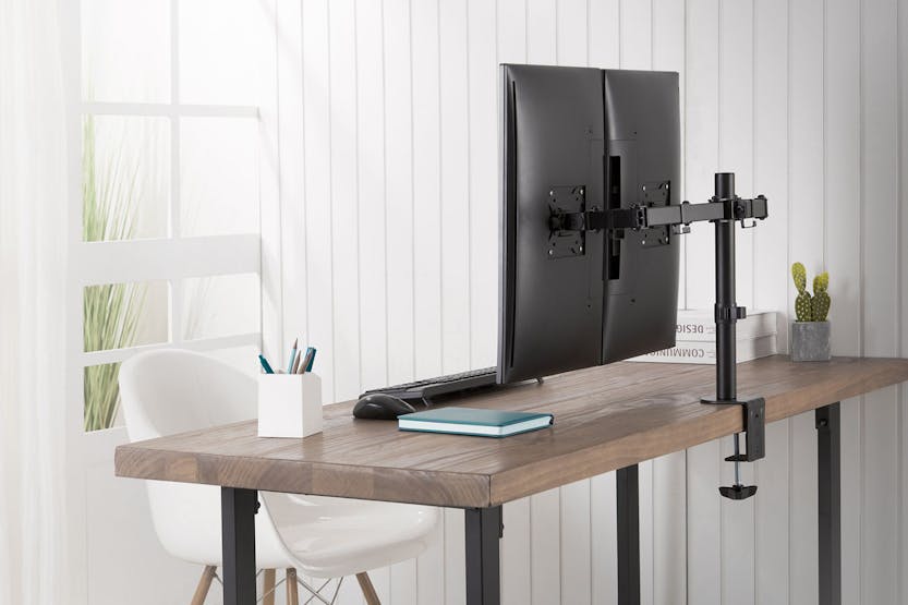 Digitus Universal Dual Monitor Clamp Mount | Matte Black Digitus Universal Dual Monitor Clamp Mount | Matte Black