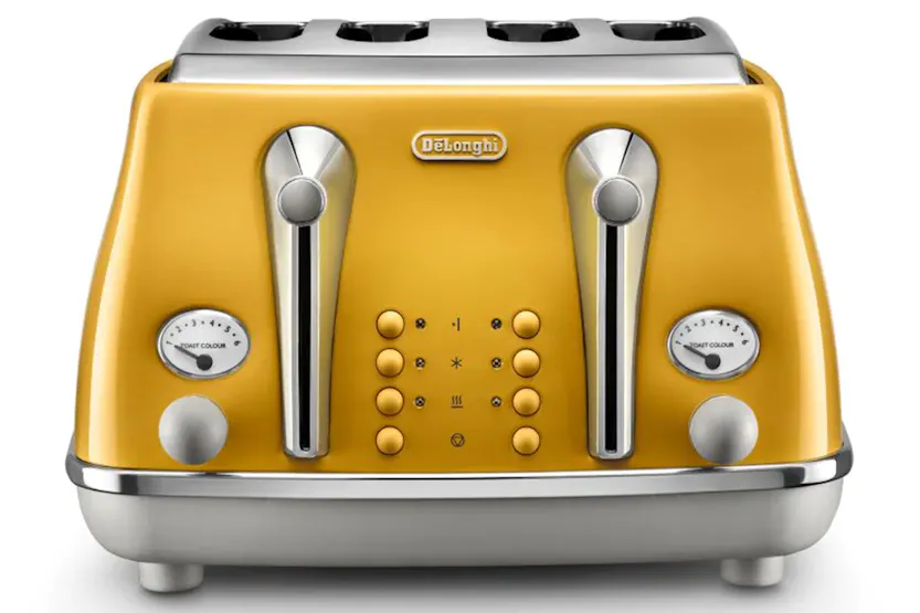 De'Longhi Icona Vintage 4 Slice Toaster | CTOT4003Y | Yellow De'Longhi Icona Vintage 4 Slice Toaster | CTOT4003Y | Yellow