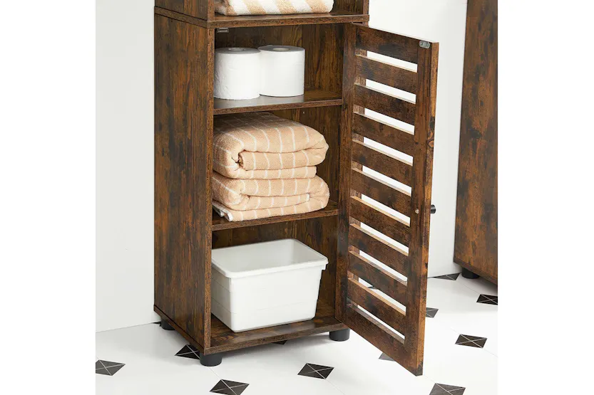 Vasagle Slim Storage Cabinet with Shelves | Rustic Brown Vasagle Slim Storage Cabinet with Shelves | Rustic Brown
