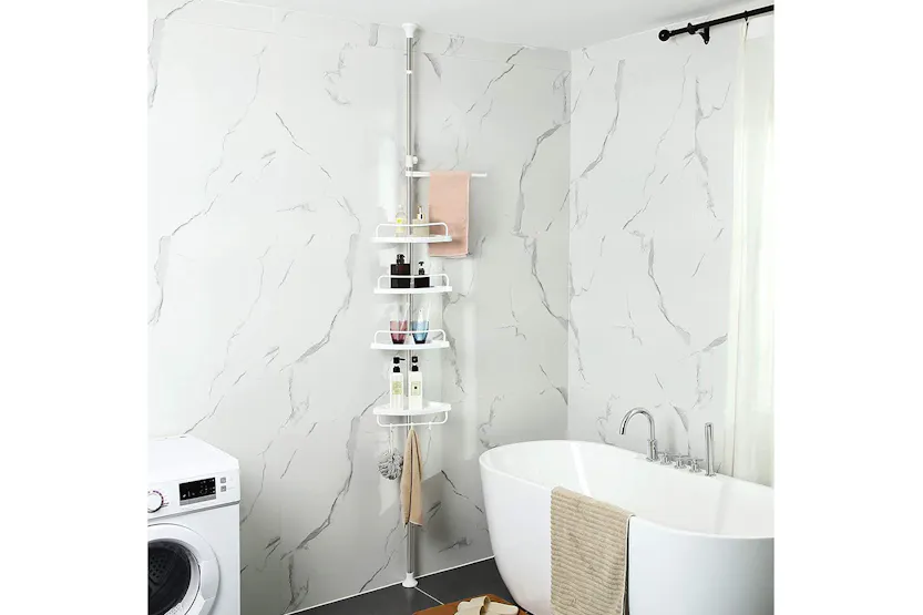 Songmics Tension Corner Shower Caddy | White & Silver Songmics Tension Corner Shower Caddy | White & Silver