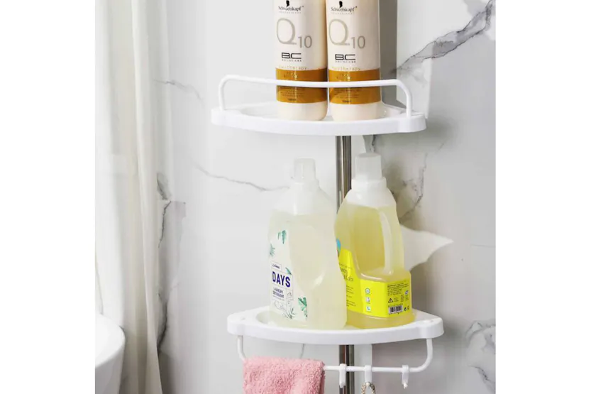 Songmics Tension Corner Shower Caddy | White & Silver Songmics Tension Corner Shower Caddy | White & Silver