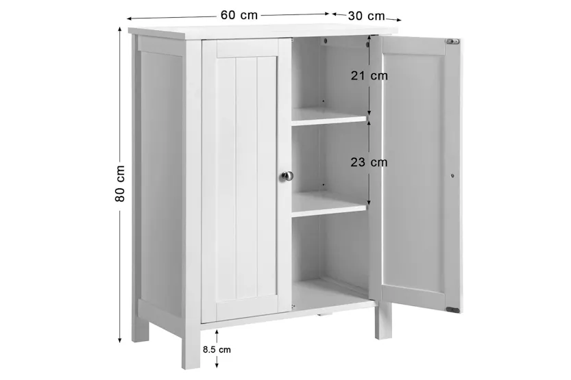 Vasagle Floorstanding Bathroom Storage Sideboard | White Vasagle Floorstanding Bathroom Storage Sideboard | White