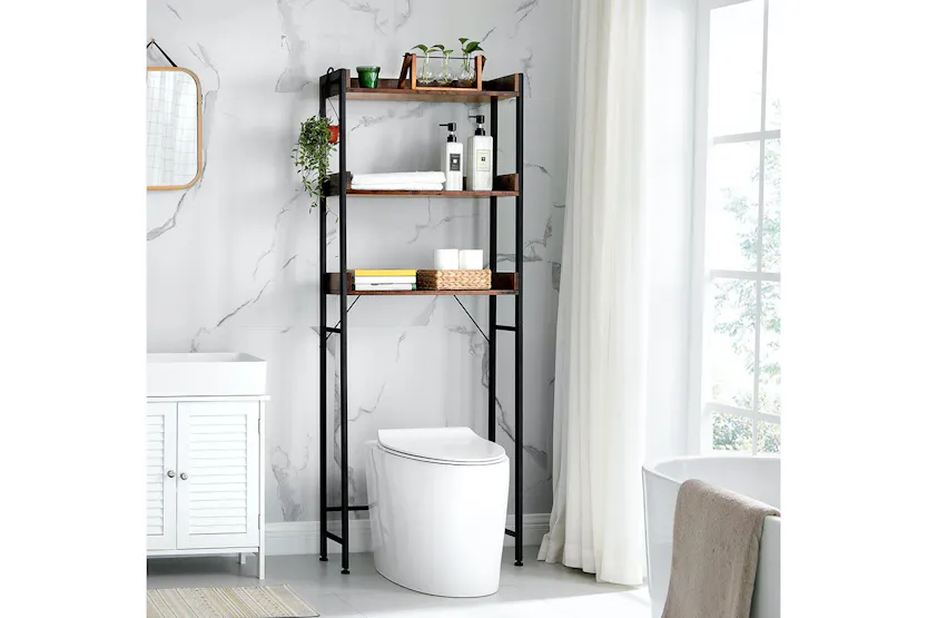 Vasagle Tall Bathroom Storage Shelf | Rustic Brown & Black Vasagle Tall Bathroom Storage Shelf | Rustic Brown & Black