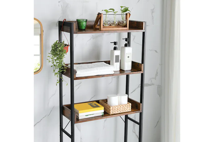 Vasagle Tall Bathroom Storage Shelf | Rustic Brown & Black Vasagle Tall Bathroom Storage Shelf | Rustic Brown & Black