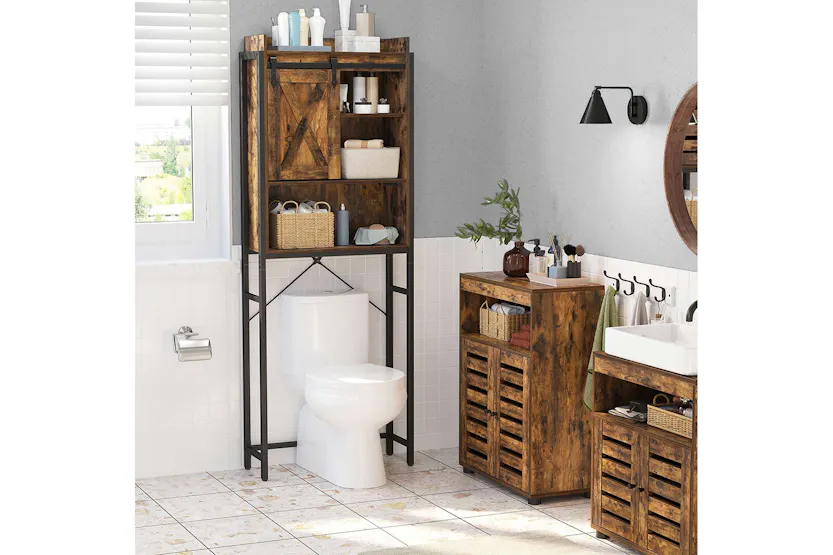 Vasagle Over-The-Toilet Oraganizer Rack | Rustic Brown & Black Vasagle Over-The-Toilet Oraganizer Rack | Rustic Brown & Black