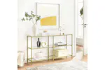 Vasagle 3 Tier Glass Console Sofa Table | Gold Vasagle 3 Tier Glass Console Sofa Table | Gold