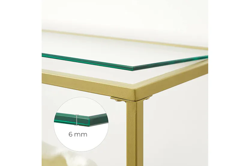Vasagle 3 Tier Glass Console Sofa Table | Gold Vasagle 3 Tier Glass Console Sofa Table | Gold